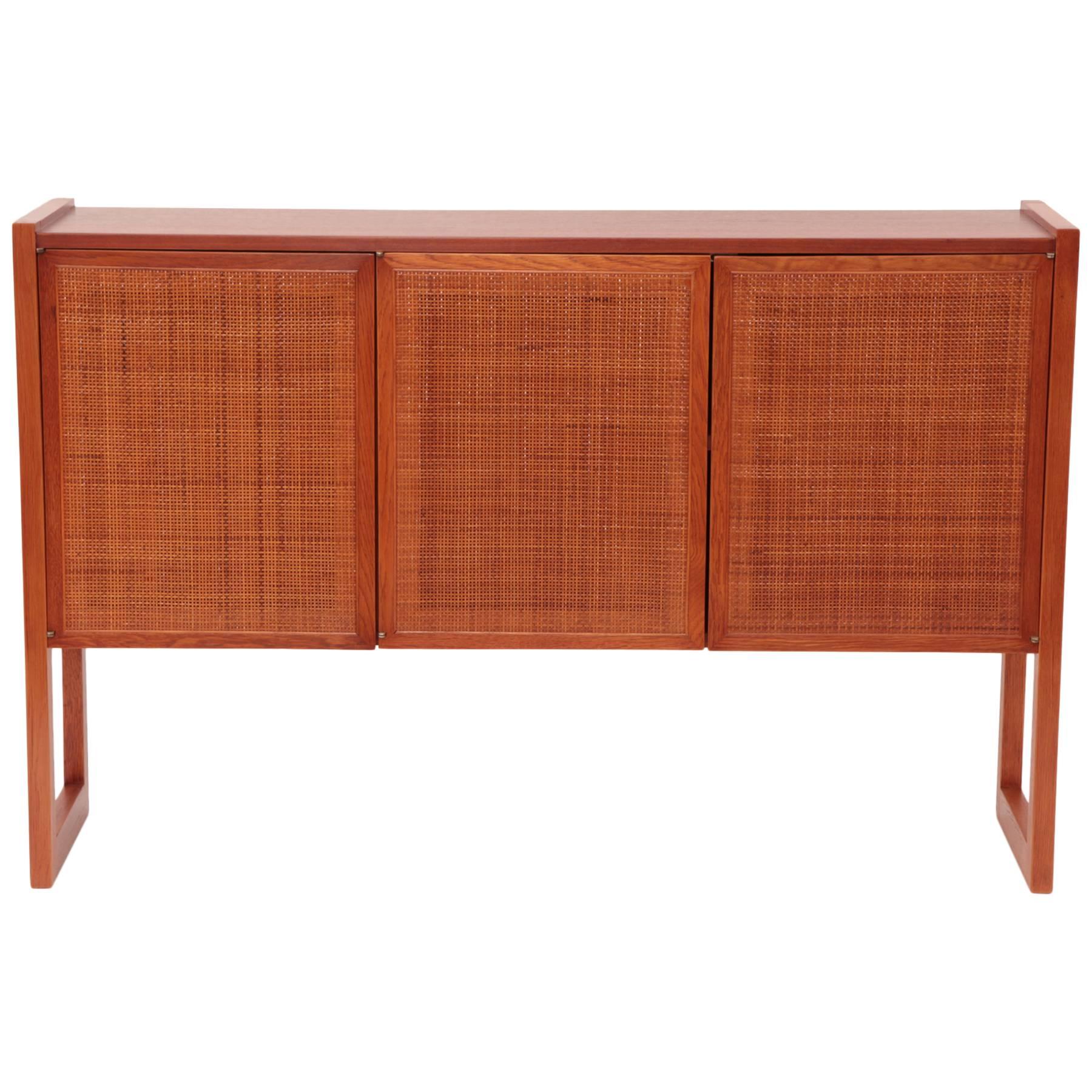 Elegant Solid Teak and Wicker Chest