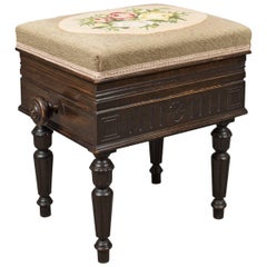 Adjustable Antique Piano Music Stool, English, Brooks Ltd, Victorian, circa 1880