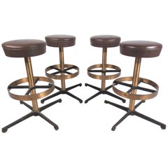 Set of Four Vintage Modern Vinyl Bar Stools