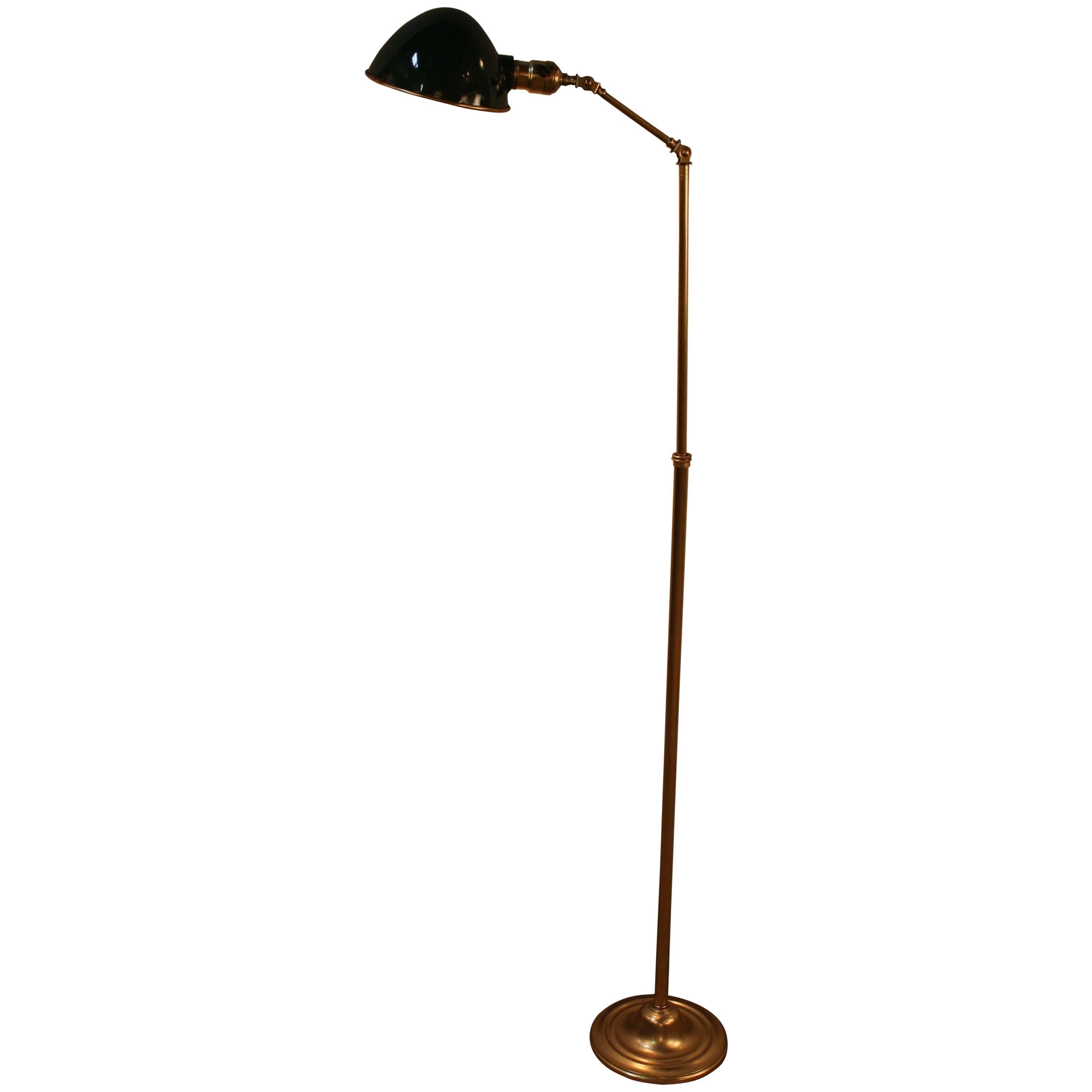 American Adjustable Brass Floor Lamp by Faries