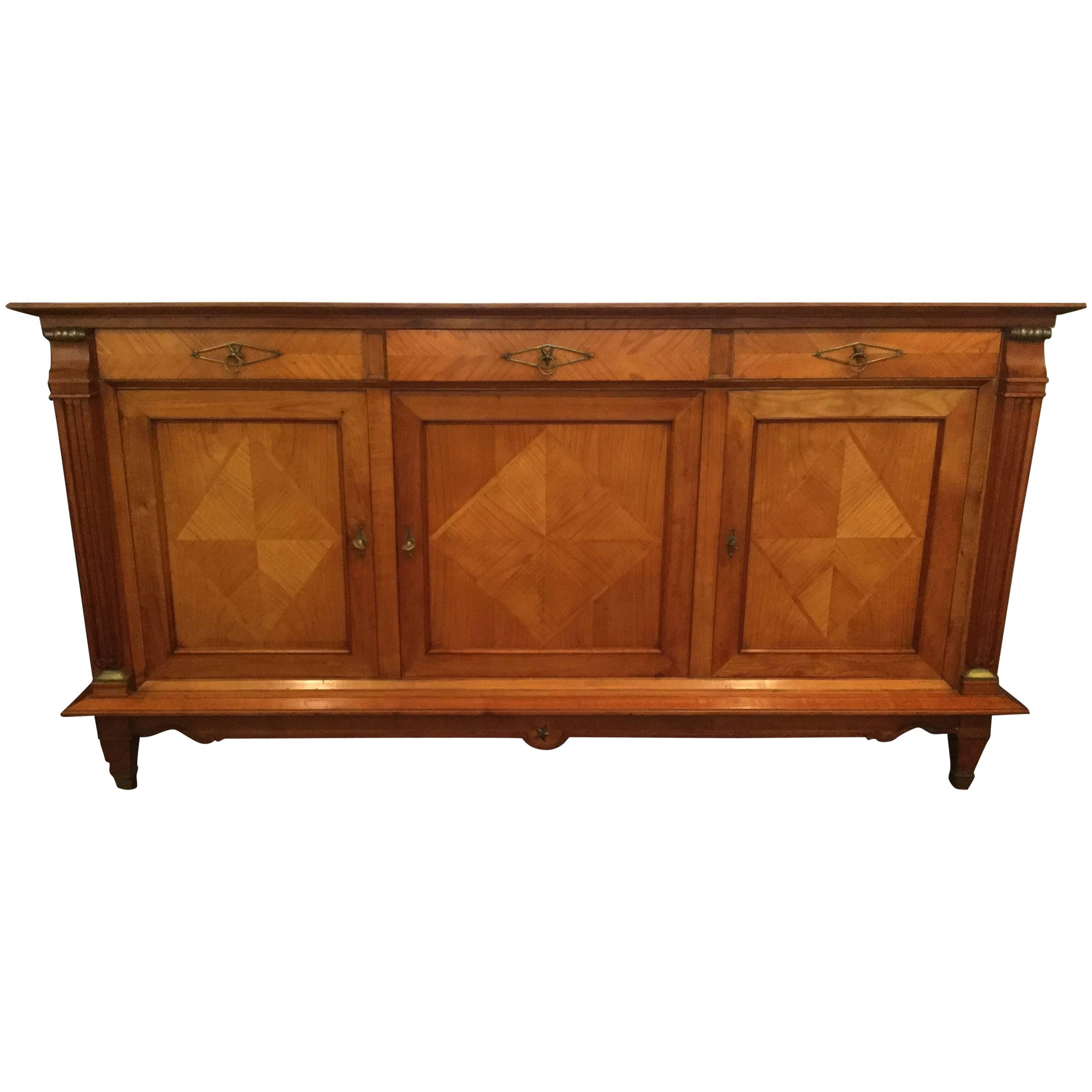 Handsome French Directoire Cherry Credenza Sideboard