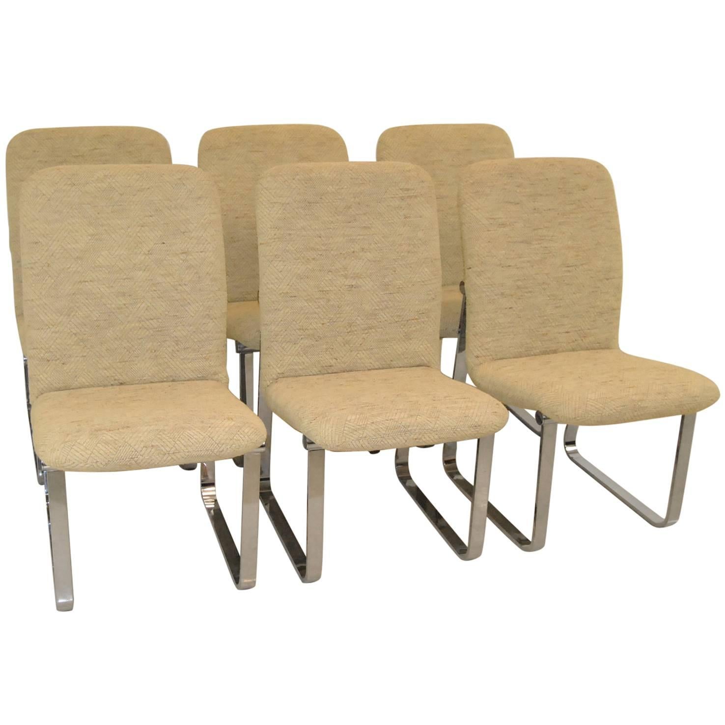 Six Mid-Century Modern DIA Chrome & Upholstery Dining Room Chairs