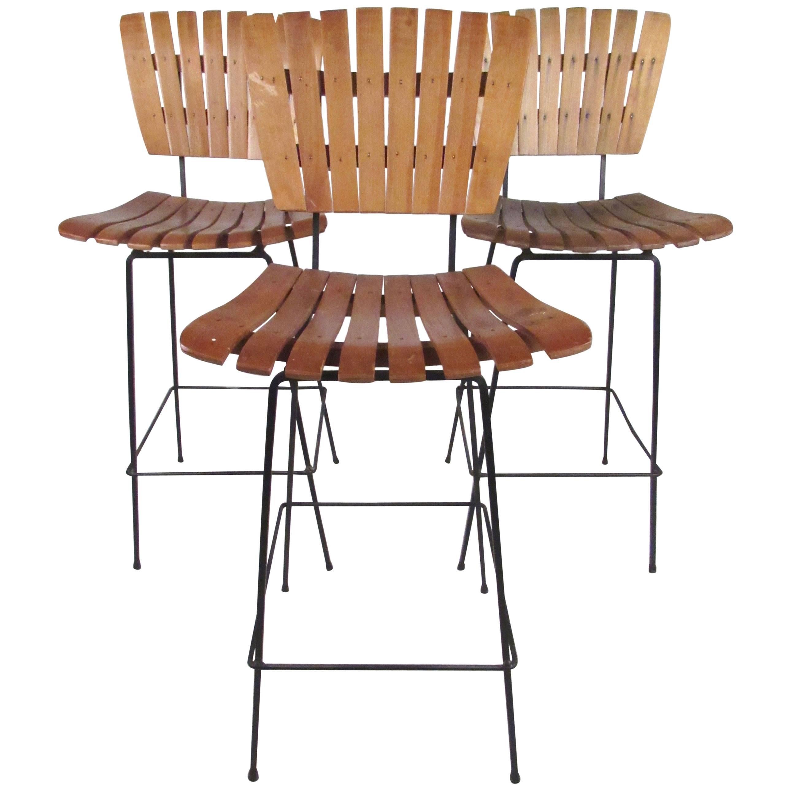 Arthur Umanoff Style Bar Stools, Set of Three