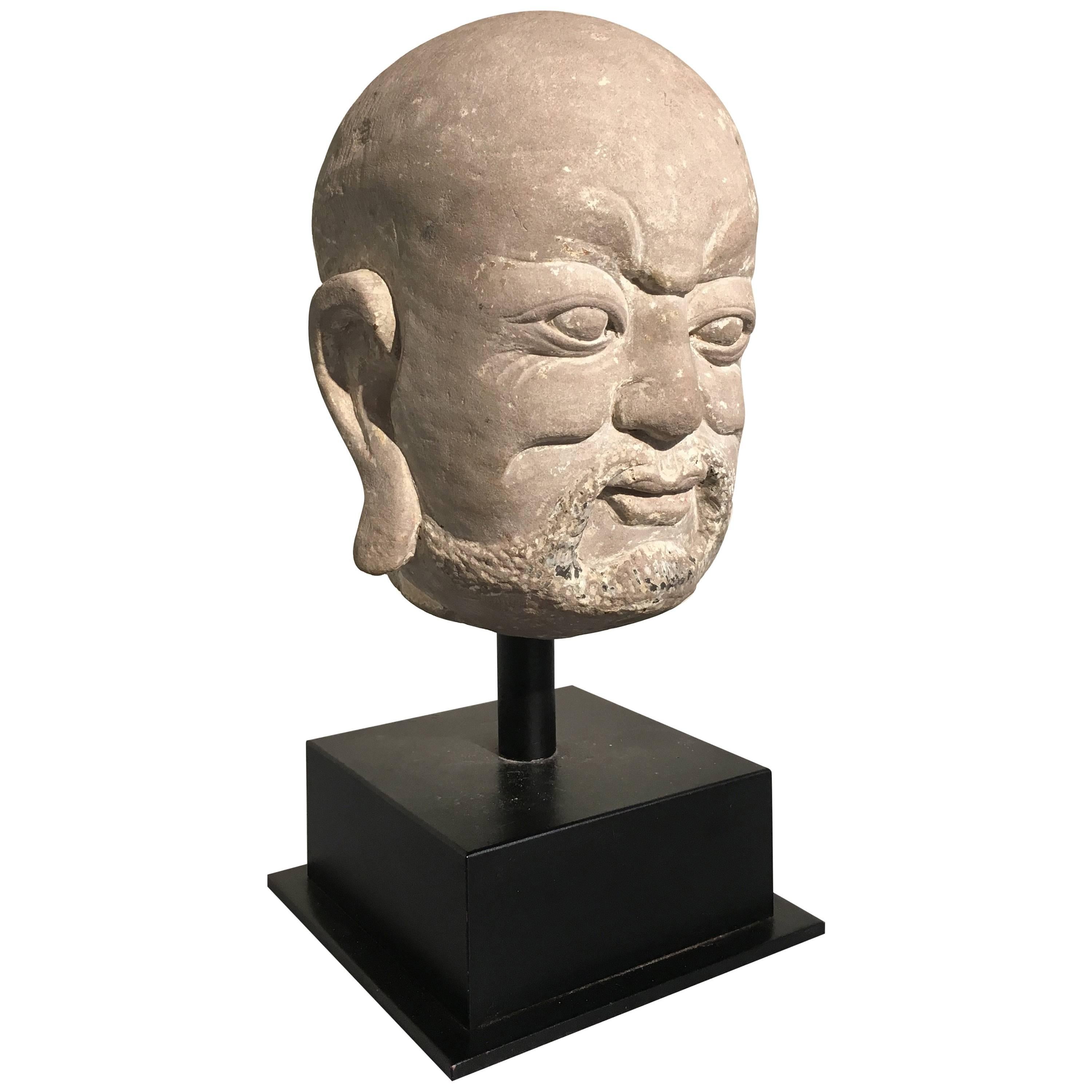 Chinese Carved Limestone Luohan Head, Yuan Dynasty, 1271 - 1368