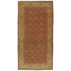 Antique Sultanabad Carpet, Handmade Wool Carpet, Ivory, Rust, Green
