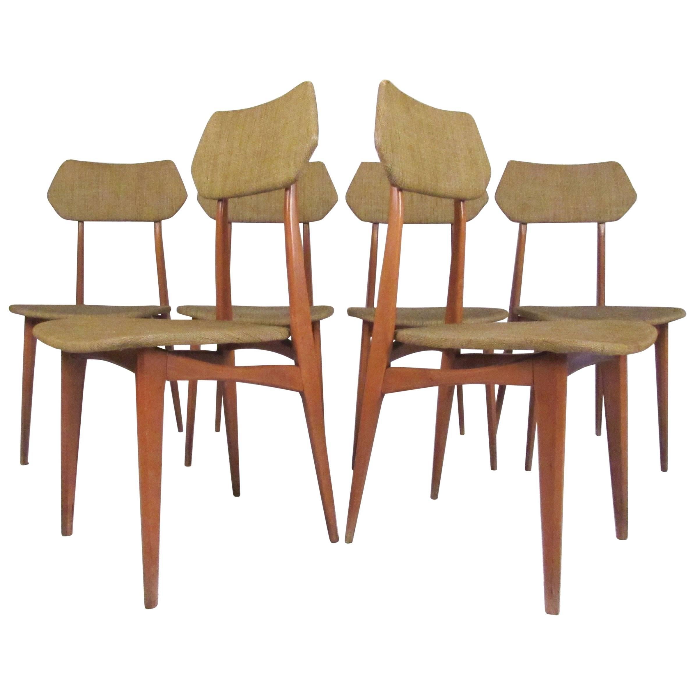 Set of four MidCentury Modern Green reupholstered Dining Chairs by Ico Parisi For Sale at