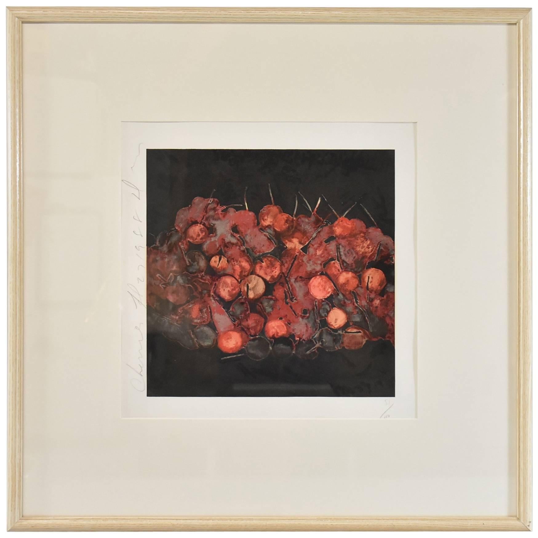 Donald Sultan Print, "Cherries" Signed and Numbered 51/100, 1988