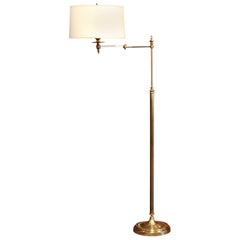 Retro Mid-20th Century French Brass Floor Lamp with Adjustable Arm from Paris