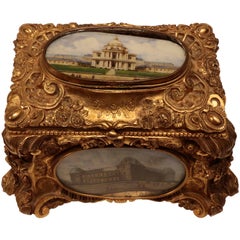 Napoleon III Gilt Bronze Casket, Set with Paris Views 6