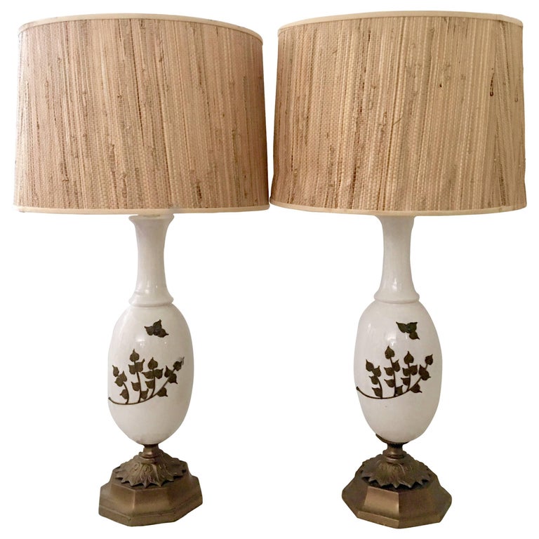 MidCentury Pair Of Art Nouveau Ceramic Glaze Ostrich Egg Form and