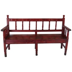 Small Vintage Painted Carved Bench