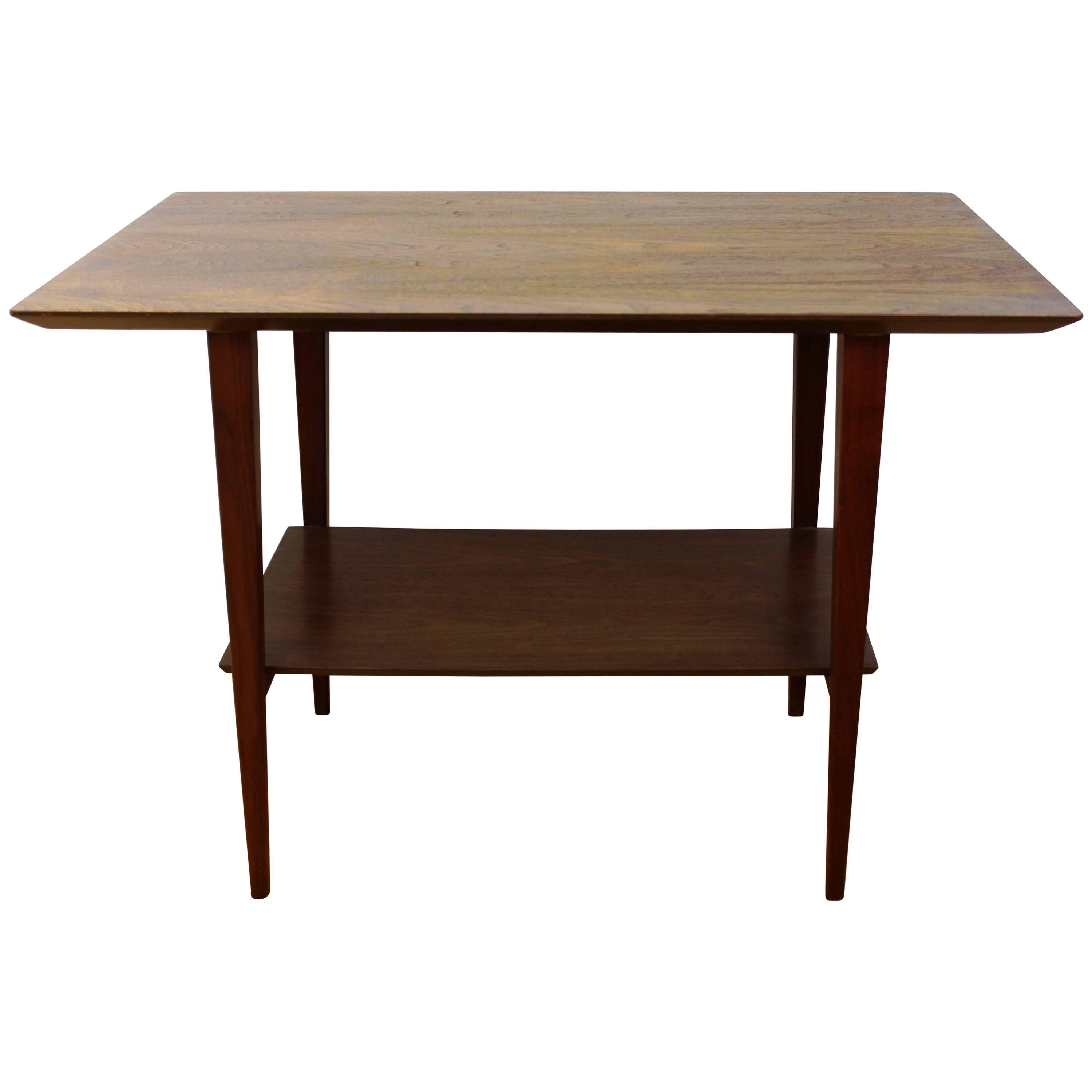 Scandinavian Style Mid-Century Teak Side Table with Shelf