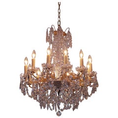 Vintage French Baccarat Gilt Bronze and Crystal Twelve-Arm Chandelier, Circa 1820