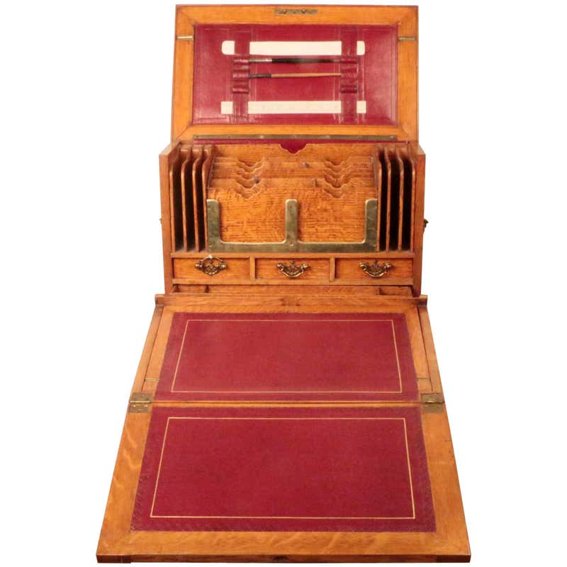 Superb Brass Bound Burr Walnut Antique Letter Writing Box For Sale at ...