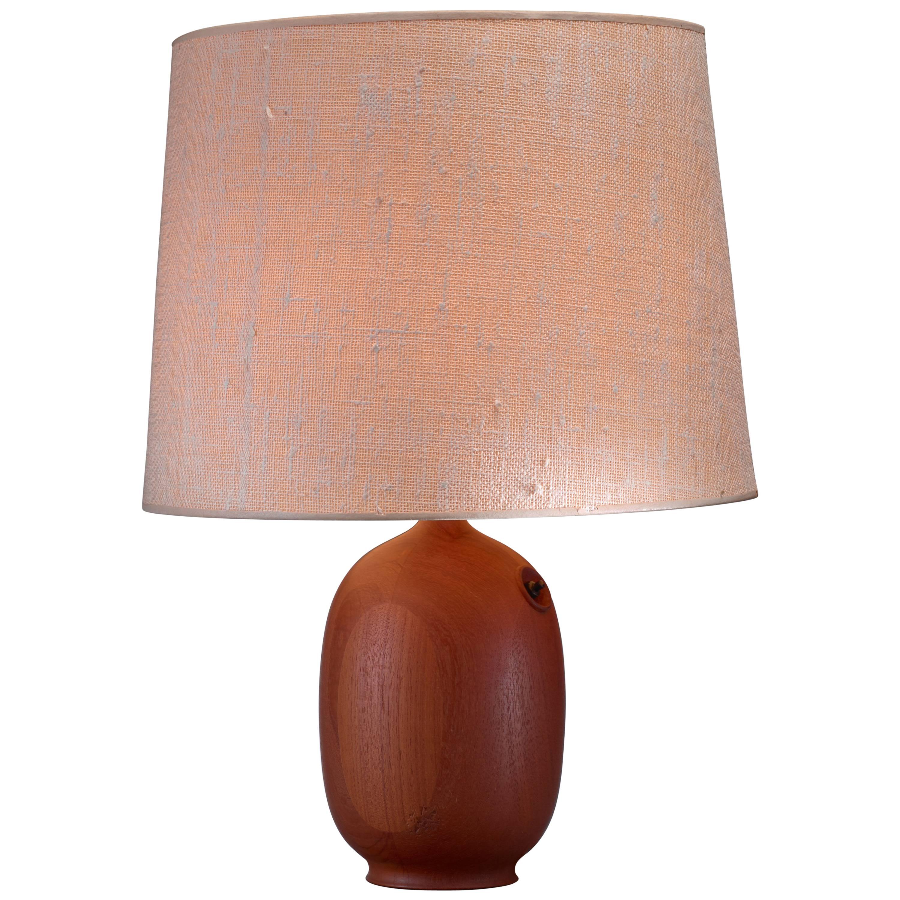 Danish Wooden Vase Shaped Table Lamp, 1960s For Sale
