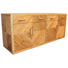 Retro Split Bamboo Sideboard Cabinet, 20th Century