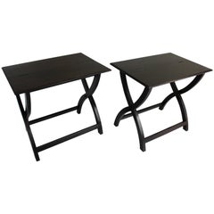 Pair of Ebonized Campaign-Style Tables 10