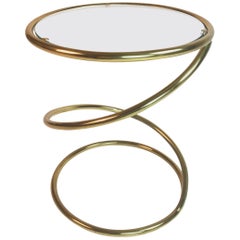 Pace Collection Brass and Glass Spring or Spiral Coffee or End Table