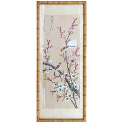 Japanese Hand-Painted Silk Panel Screen