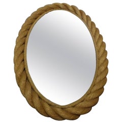 Beautiful Adrien Audoux and Frida Minet Rope Oval Mirror, circa 1960