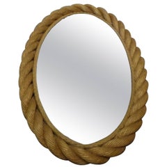 Beautiful Adrien Audoux and Frida Minet Rope Oval Mirror, circa 1960 12