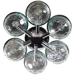 Wall or Ceiling Lamp Chromed Metal Glass Vintage Manufactured in Italy, 1960s