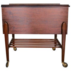 Mid-Century Rosewood Sewing Table with Brass Wheels, Denmark, 1960s 3