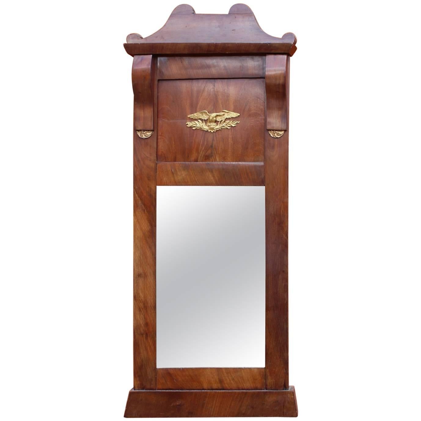 Late Empire Mirror in Mahogany Decorated with Gilded Leaf, 1840s For Sale