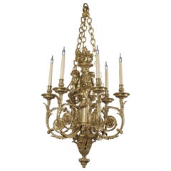 Louis XVI Style Gilt-Bronze Cherub Six-Light Chandelier, French, circa 1870 7