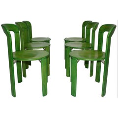 Vintage Green Dining Room Chairs by Bruno Rey 1971 Switzerland