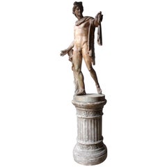 Vintage Plaster Figure of the Apollo Belvedere on Plinth Cast by Brucciani under the V&A