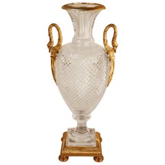French Napoleon Style Crystal and Bronze Vase