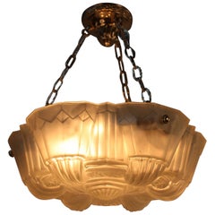 Muller Freres Large French Art Deco Geometric Design Pendant Chandelier 10