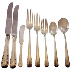 Courtship by International Sterling Silver Flatware Set 99 Pcs Dinner Monogram A