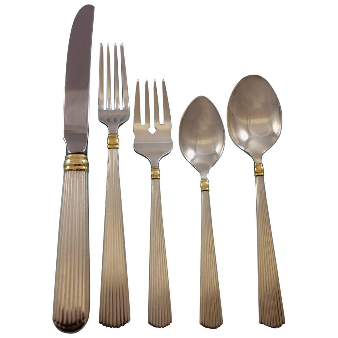 Ashmont Gold by Reed & Barton Sterling Silver Flatware Set for 12 60 Pcs Dinner For Sale