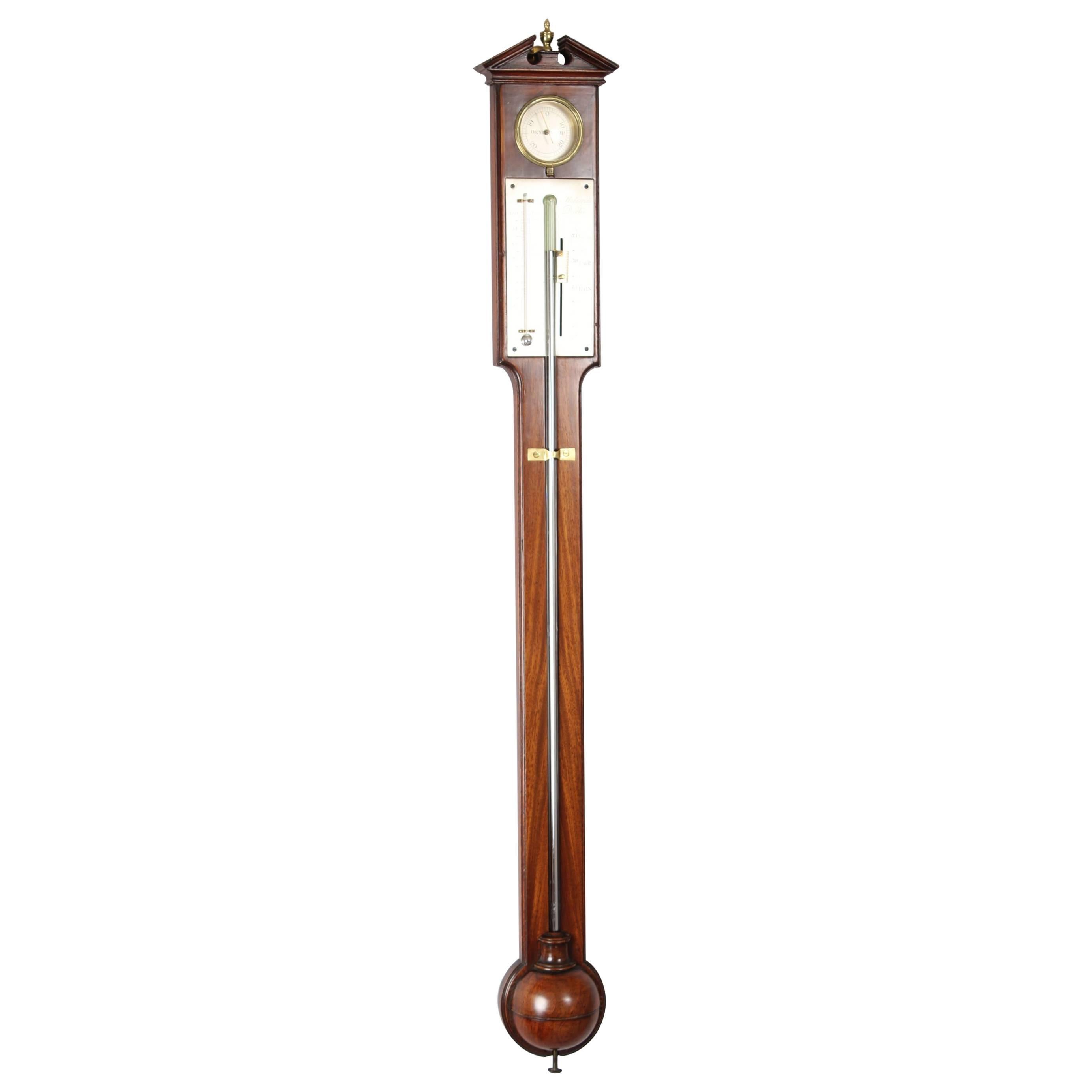 Early 19th Century Mahogany Stick Barometer by Malacrida of Dublin For Sale