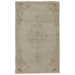 Turkish Oushak Rug with Floral Medallion, Cornices and Border in Gray and Brown 5