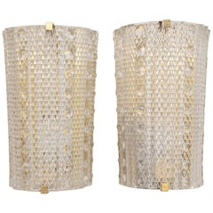 Pair Orrefors Crystal Wall Sconces by Carl Fagerlund, circa 1960s