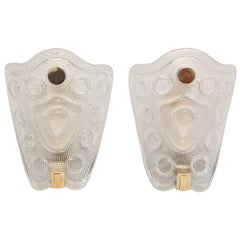 Pair of Orrefors by Carl Fagerlund Shield Crystal Wall Sconces, circa 1960s