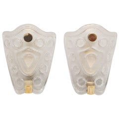 Pair of Orrefors by Carl Fagerlund Shield Crystal Wall Sconces, circa 1960s