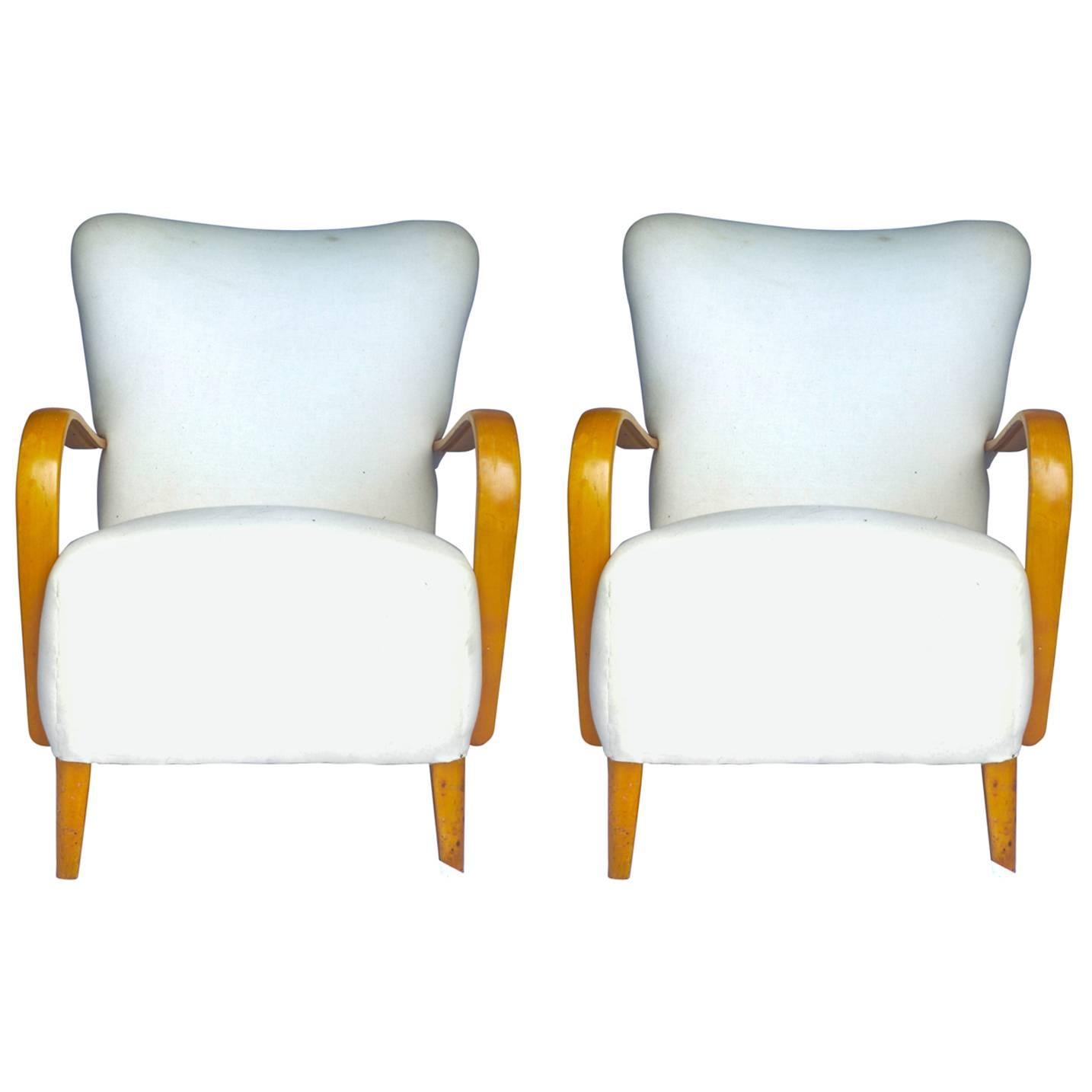 Art Deco Swedish Antique Armchairs Early 20th Century Honey Color Modern
