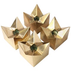 Four Brass Star Candleholders Designed by Pierre Forssell for Skultuna, 1960s