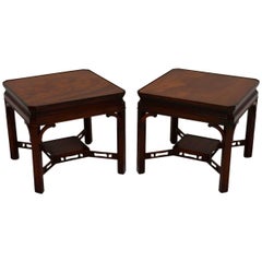 Pair of Antique Chippendale Style Mahogany Lamp Tables