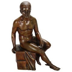 Antique French Figural Bronze Sculpture Greek God Hermes Signed Schrimpf