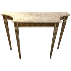 Pretty French Carved Wood Console with Marble Top