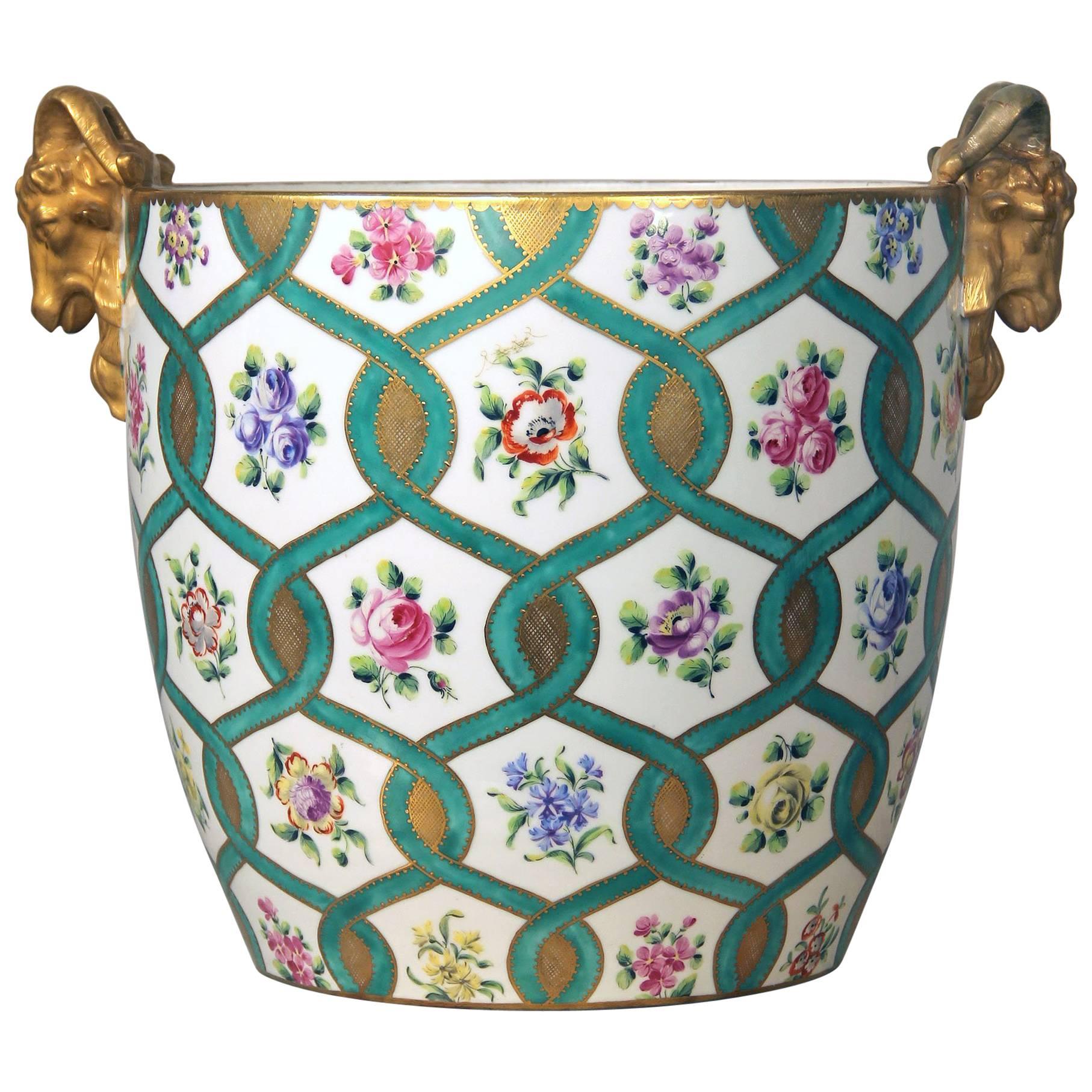 Late 19th Century Sèvres Style Parcel-Gilt Porcelain Jardinière