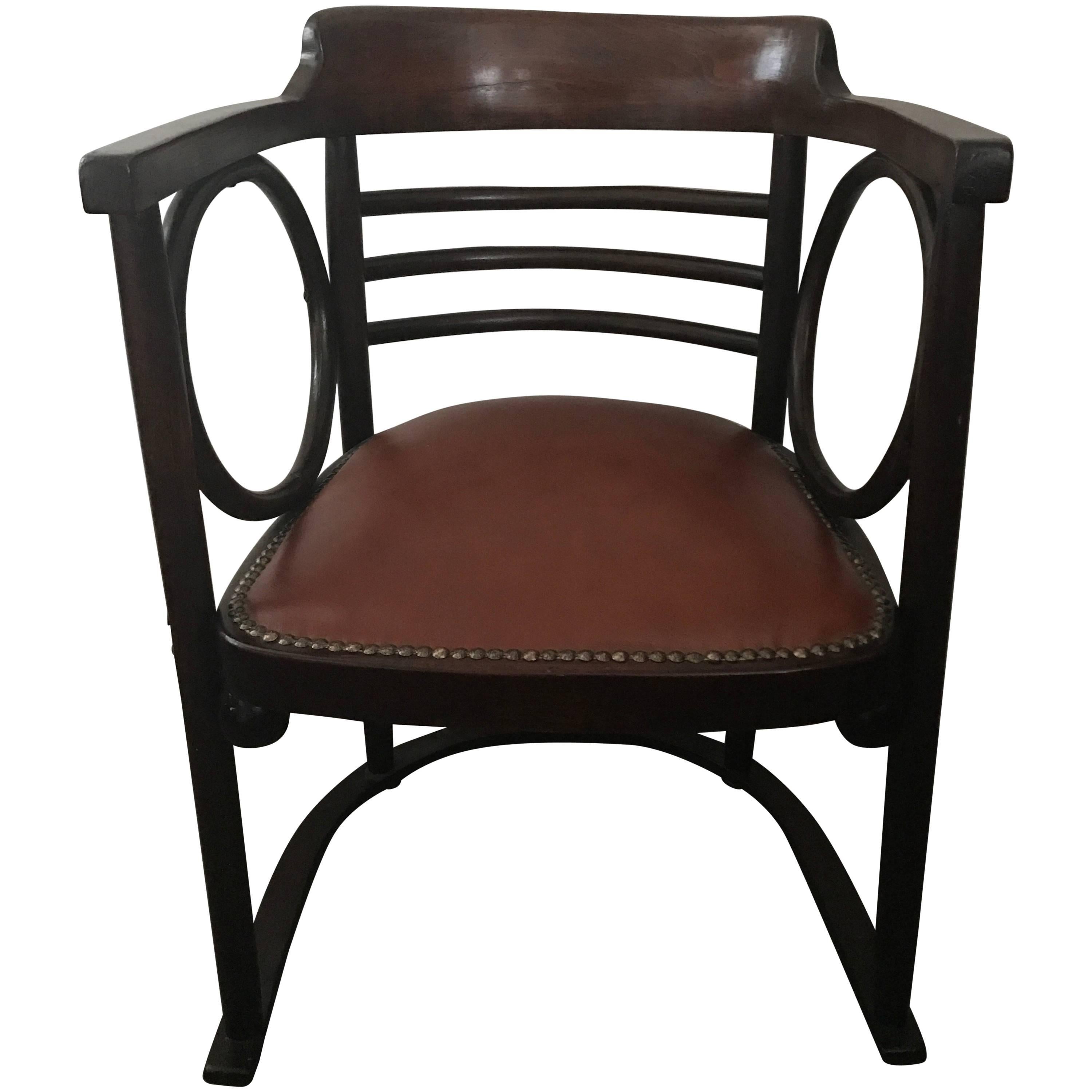 Early 20th Century Vienna Concession Fledermaus Armchair by Josef Hoffmann For Sale
