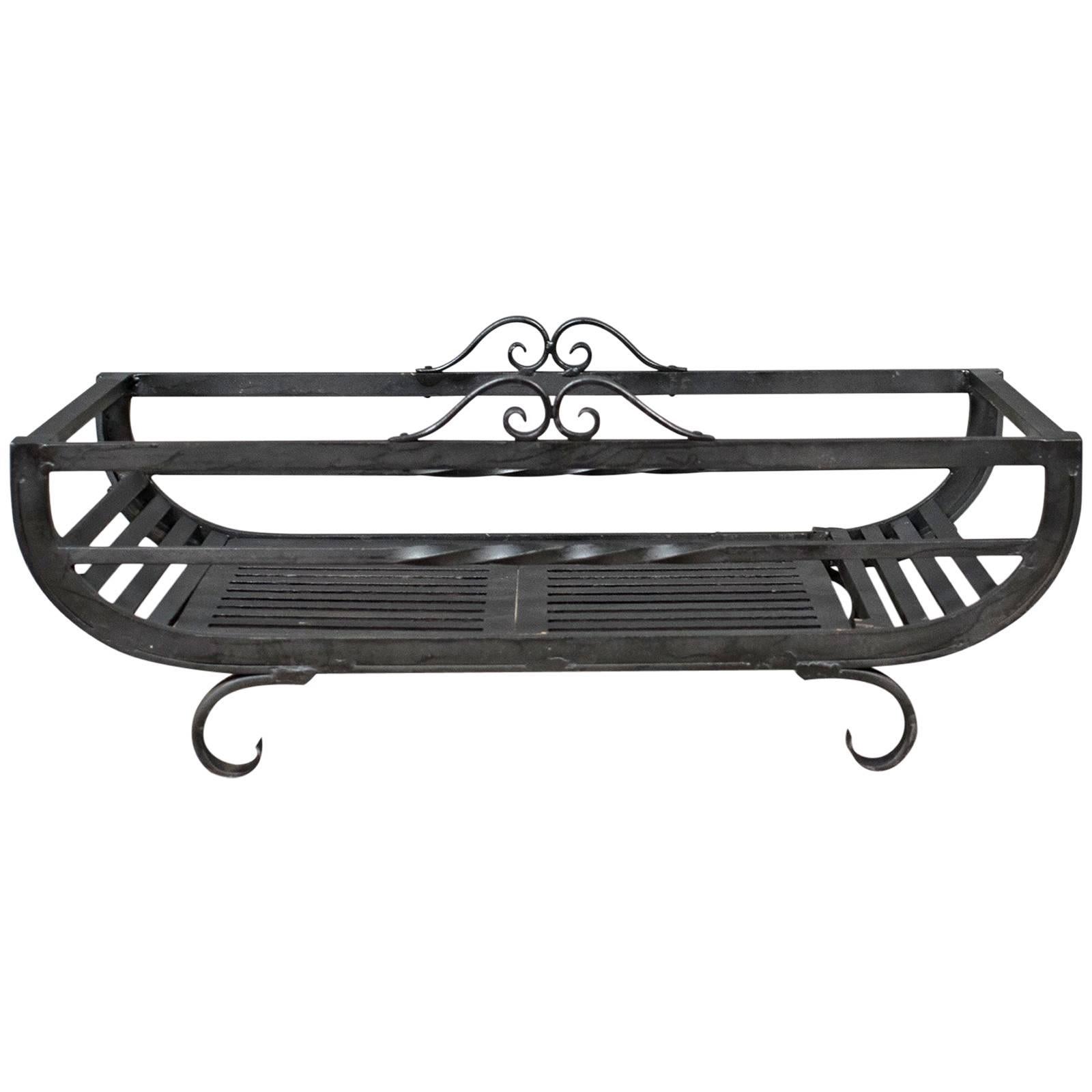 Large Fire Basket, Fireplace Iron Grate, Late 20th Century