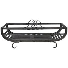 Vintage Large Fire Basket, Fireplace Iron Grate, Late 20th Century
