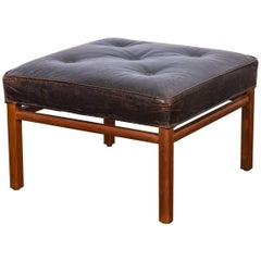 Vintage Black Tufted Square Ottoman